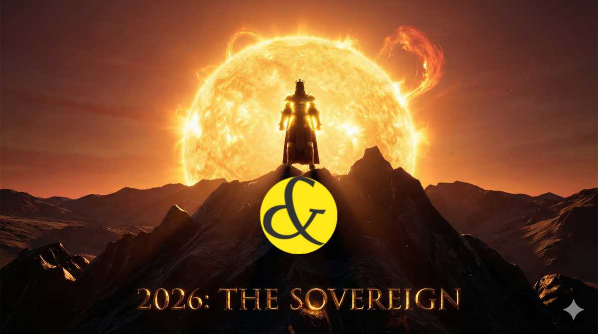 Golden armor and a rising sun representing the sovereign energy of 2026.