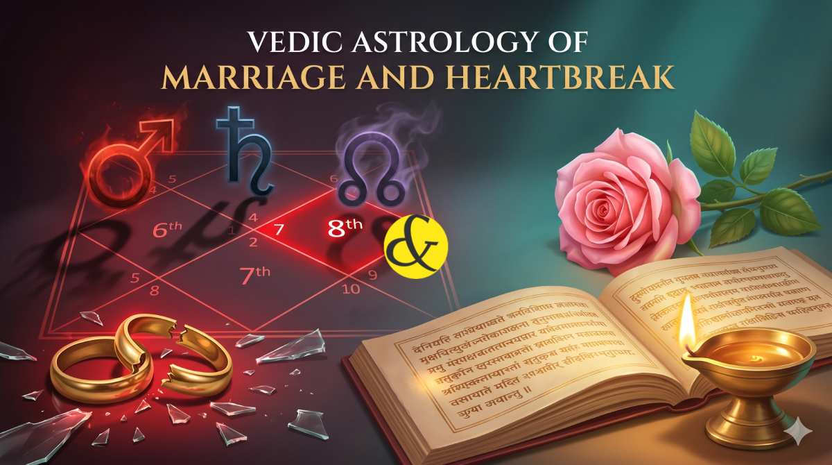 | A Vedic astrology birth chart showing troubled 7th house   |