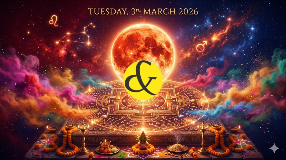 Red Full Moon and Mars astrological theme representing Tuesday 03 March 2026.