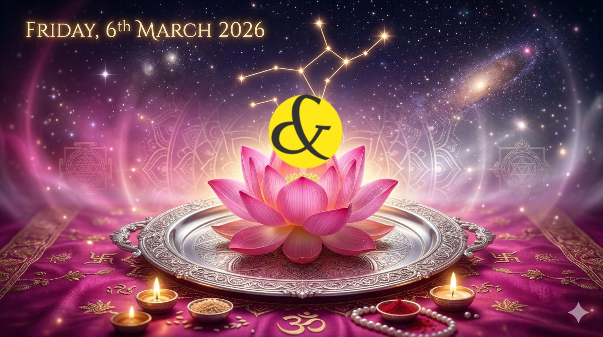 Pink Lotus and Silver astrological theme representing Friday 06 March 2026.