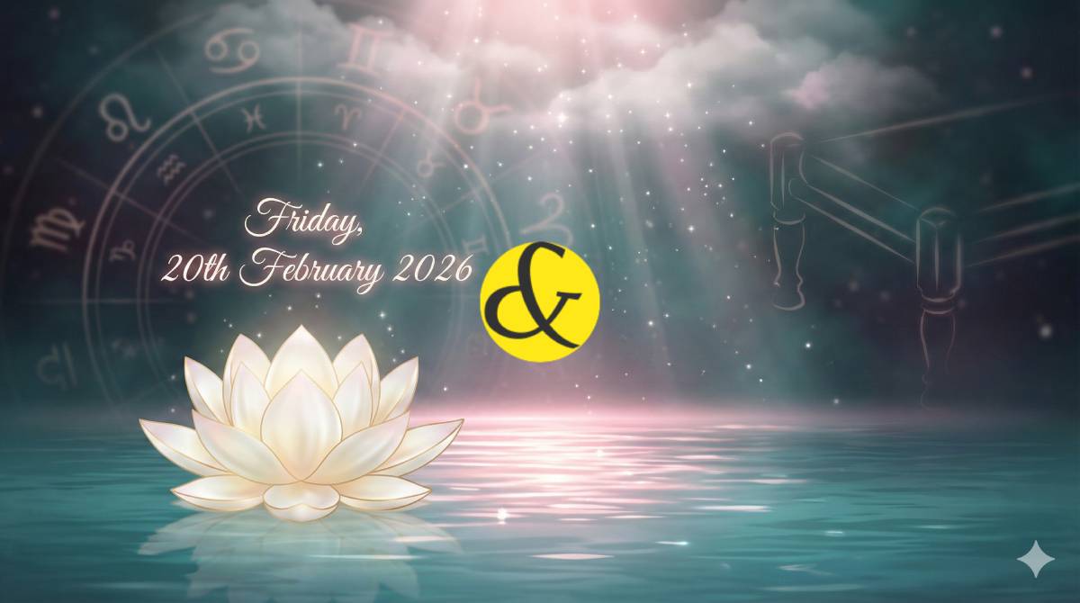 White Lotus and Friday astrological theme representing 20 February 2026.