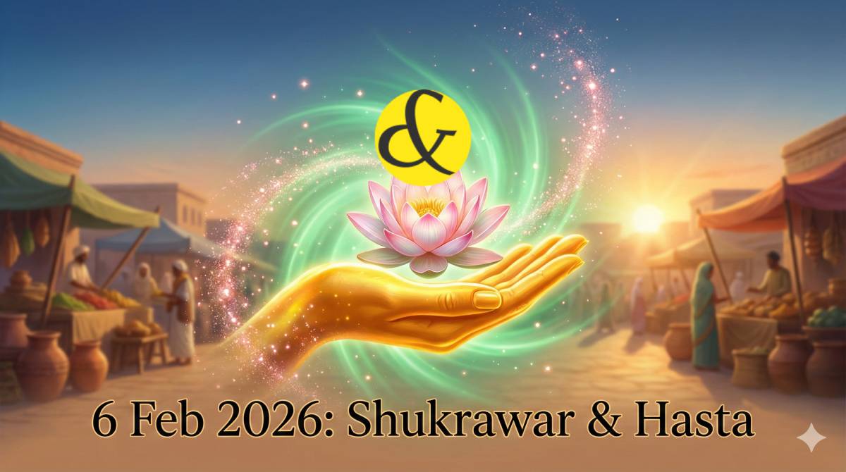 Golden Hand symbol representing Hasta Nakshatra and Friday 6th February 2026 astrology.