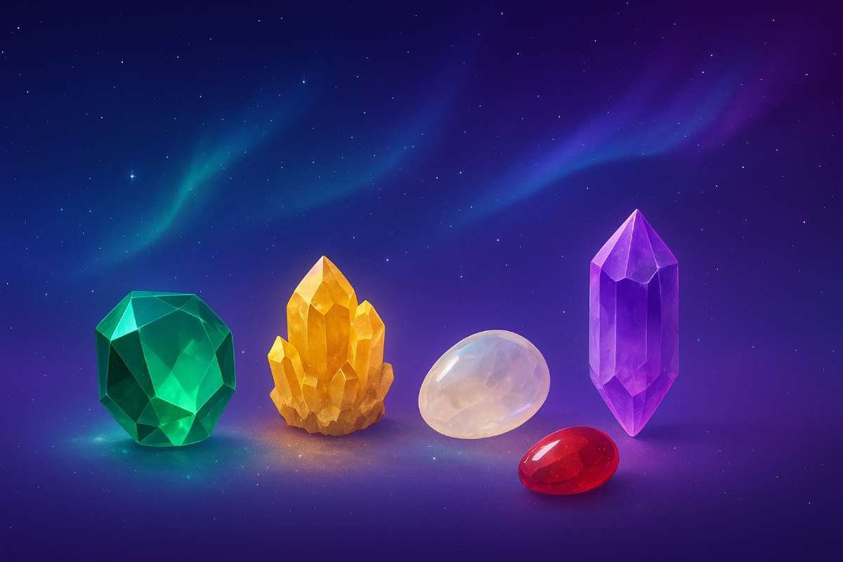 Astrological gemstones and crystals aligned with planetary energies