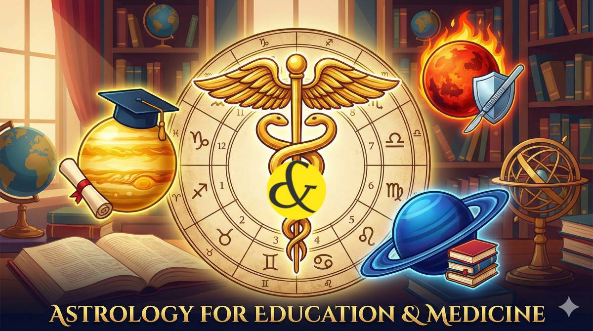 Astrological chart showing planetary combinations for a medical career.