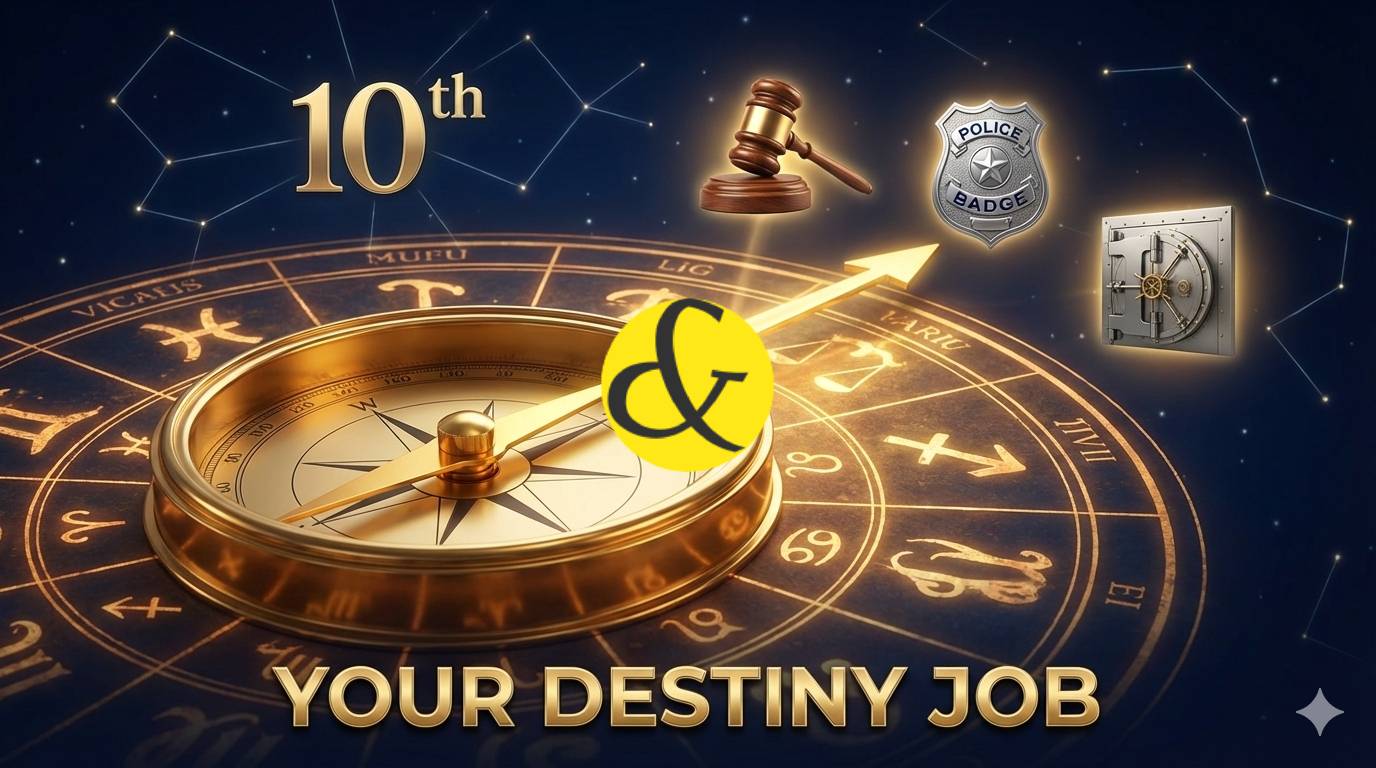 Astrological compass pointing to Career Destiny and 10th House professions.
