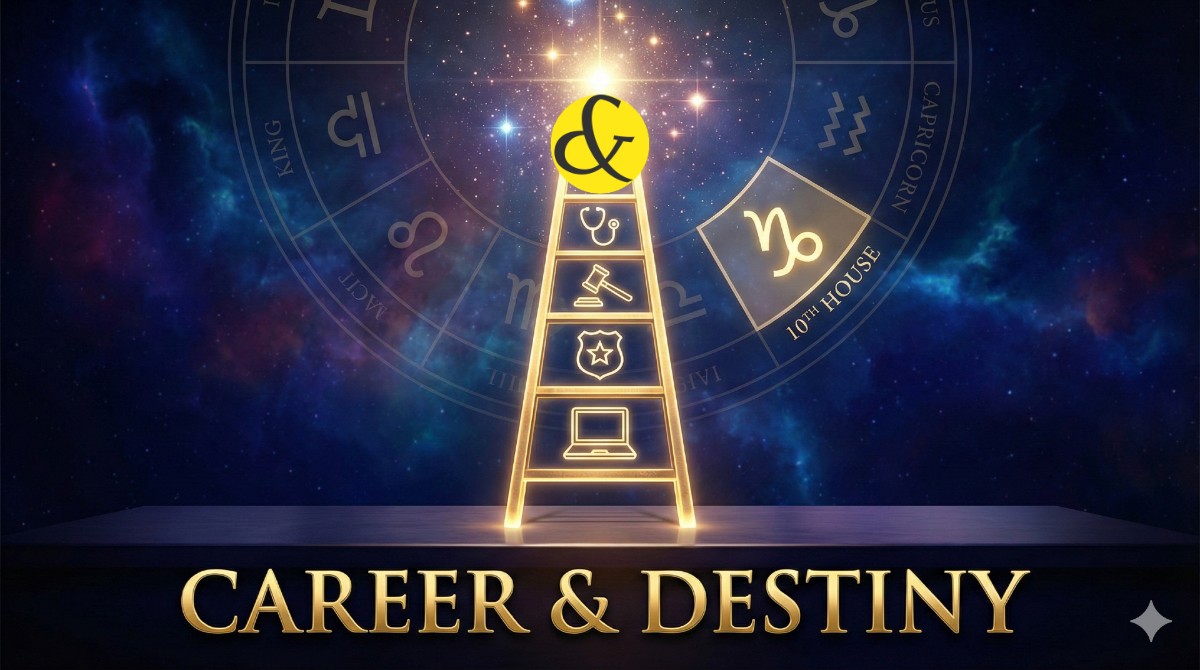 Astrological chart highlighting the 10th house for career success.