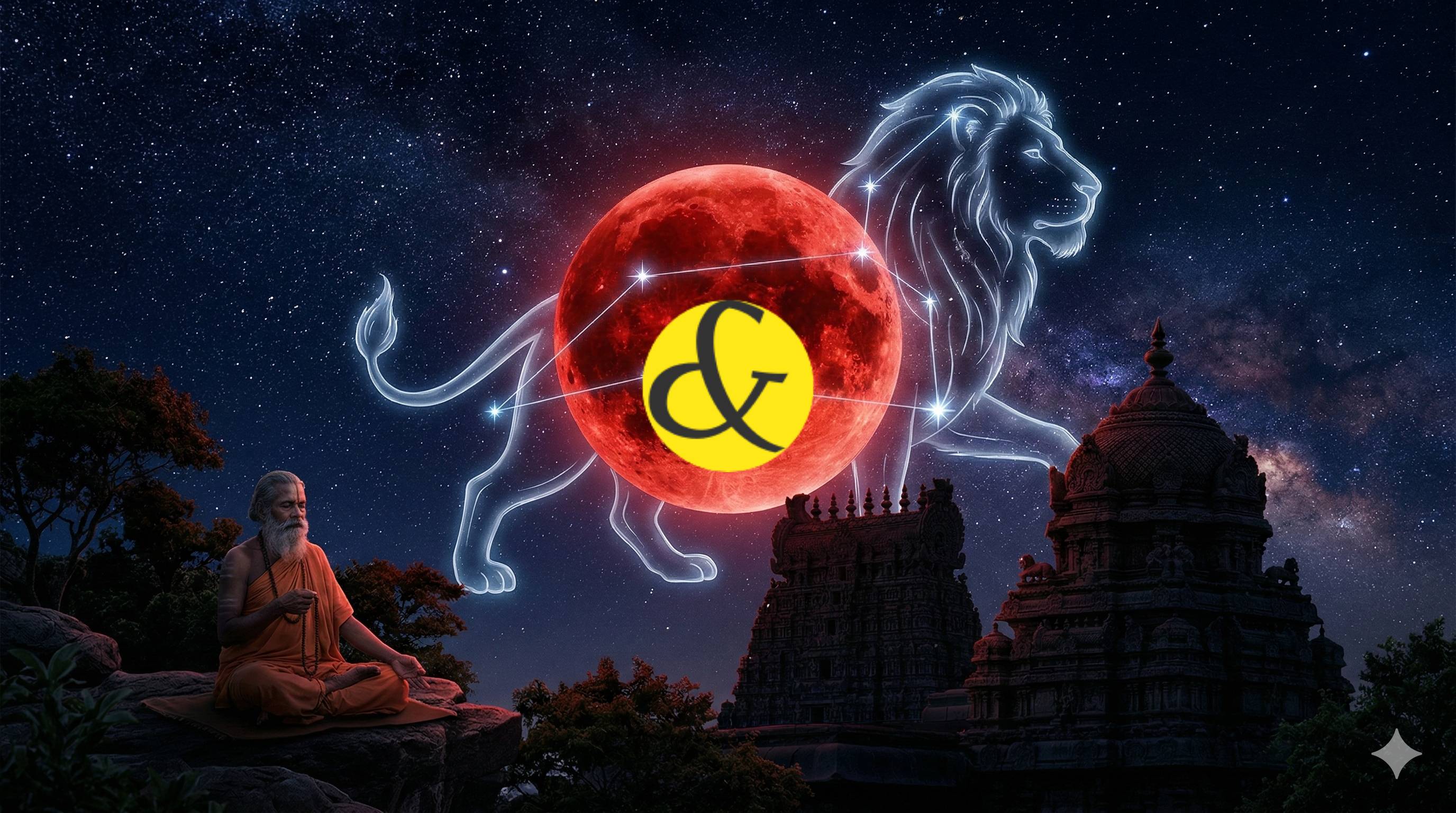 Blood Moon Lunar Eclipse in Leo astrological theme.