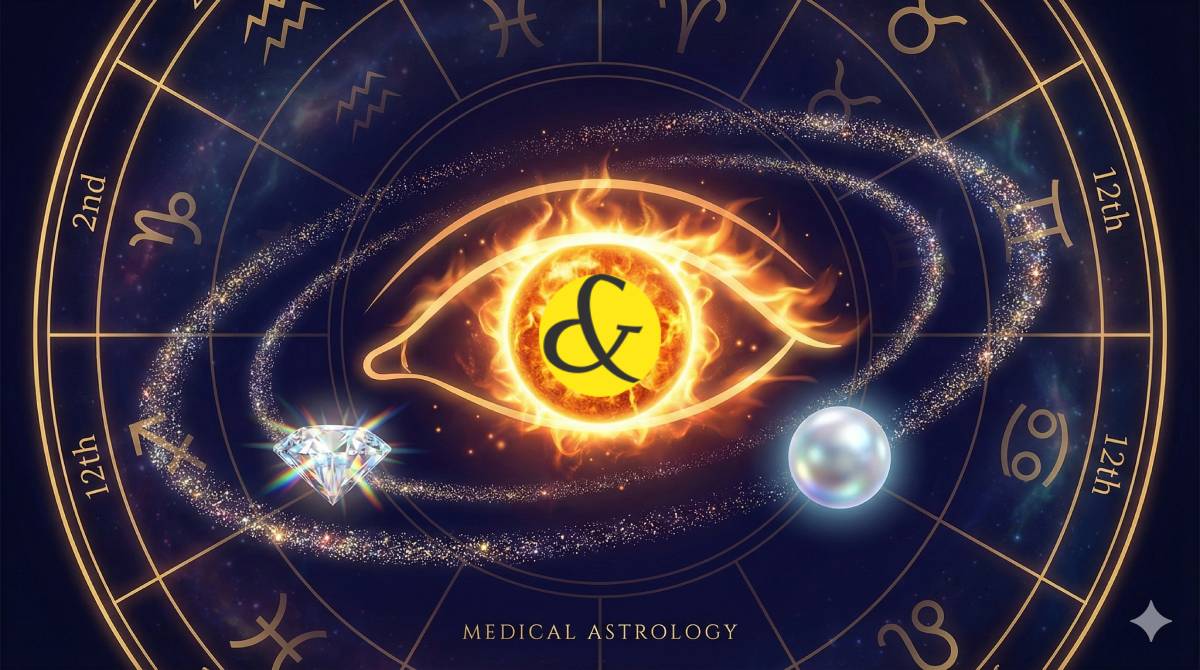 Astrological chart showing Sun and Venus affecting the human eye.