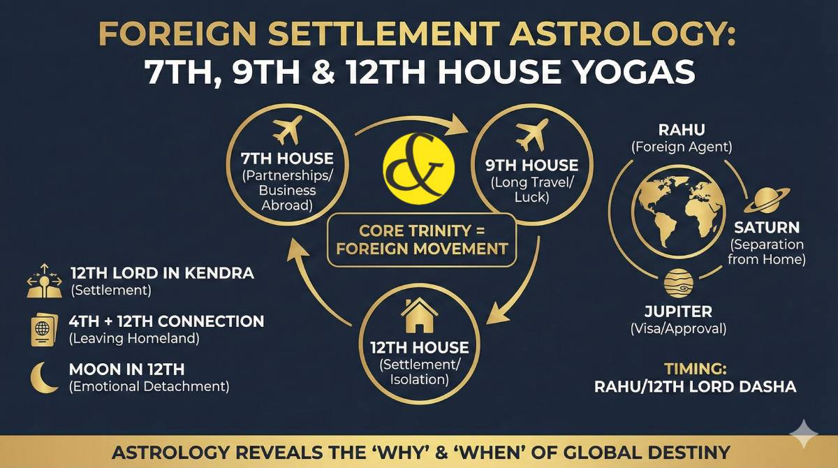 Foreign Settlement in Astrology: The Complete Guide to 7th, 9th & 12th House Yogas