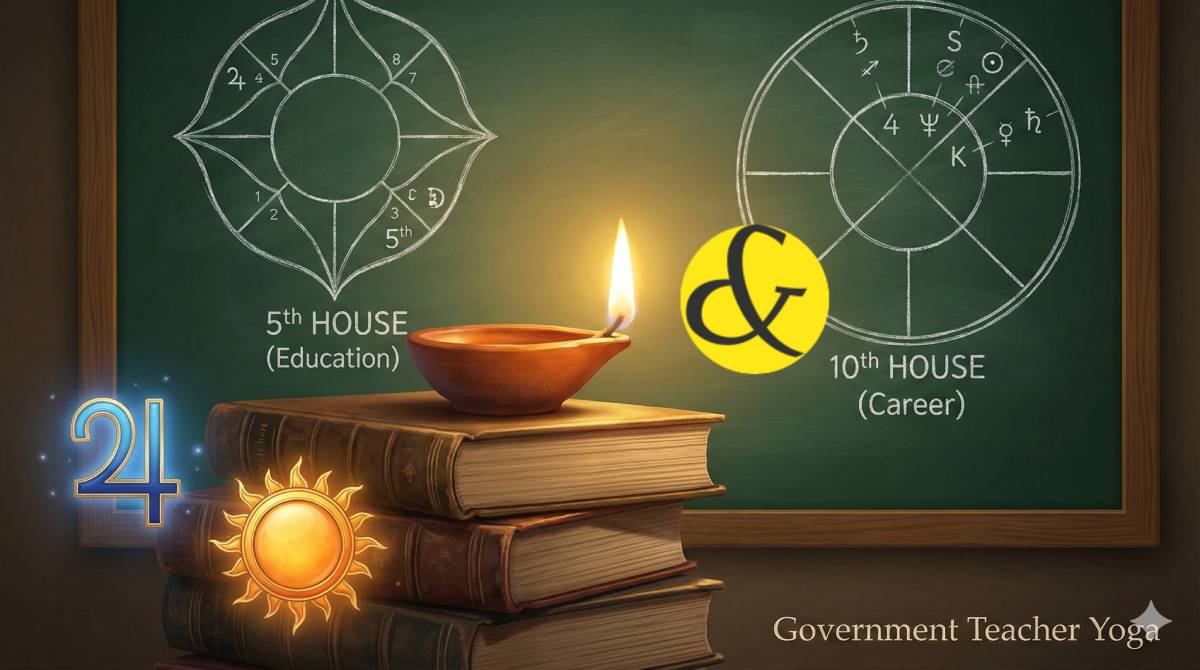 Astrological chart showing the connection between 5th House and 10th House for teaching career.