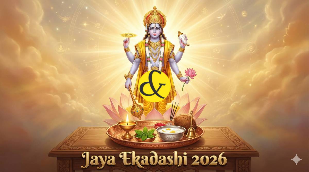 Lord Vishnu blessing devotees on Jaya Ekadashi with Tulsi and Diya.