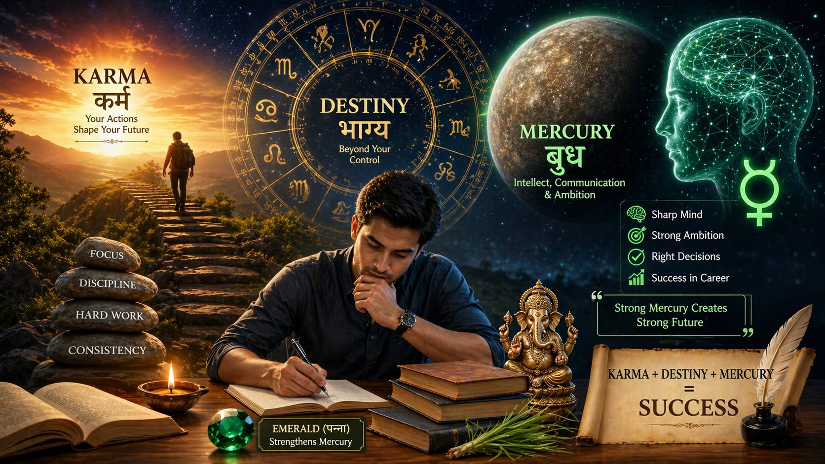 | karma destiny mercury astrology success career growth vedic astrology guide |