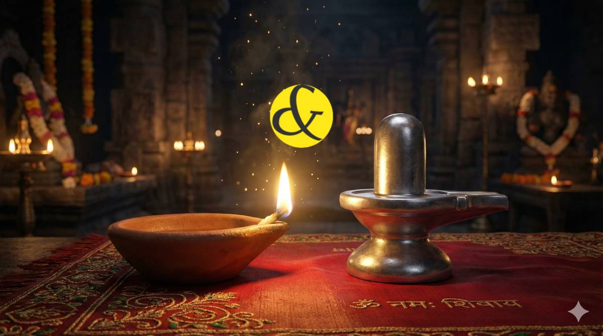 Parad Shivling and lighted lamp for Mahashivratri wealth remedy.
