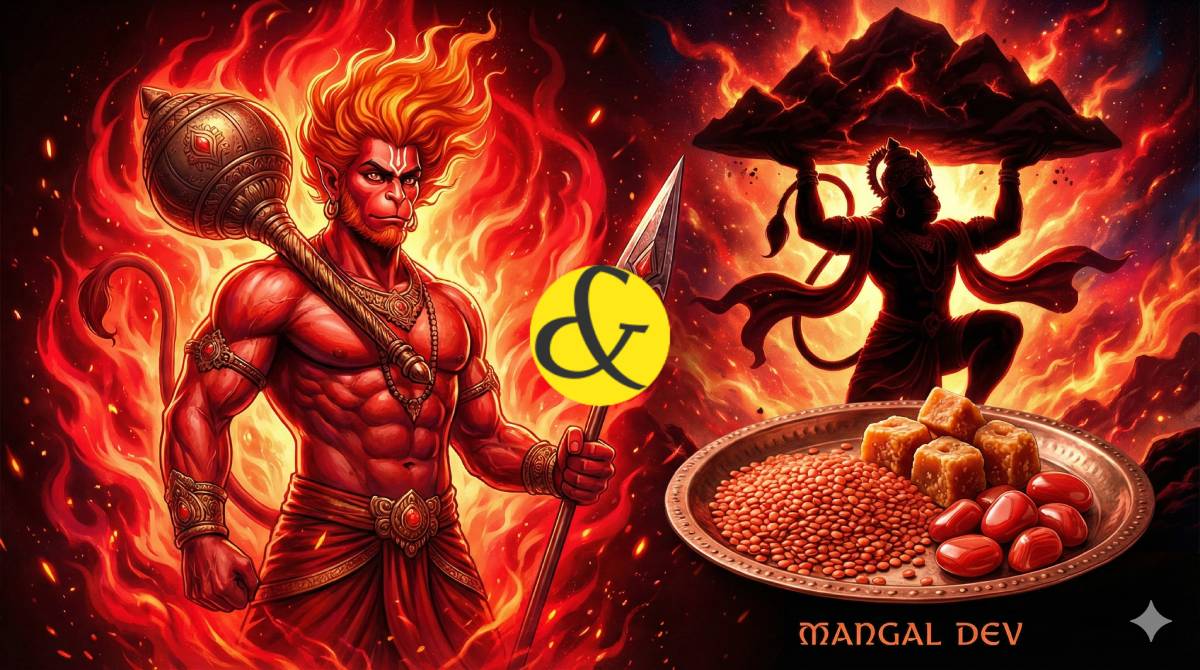Mangal Dev (Mars God) and Lord Hanuman offering strength and protection.