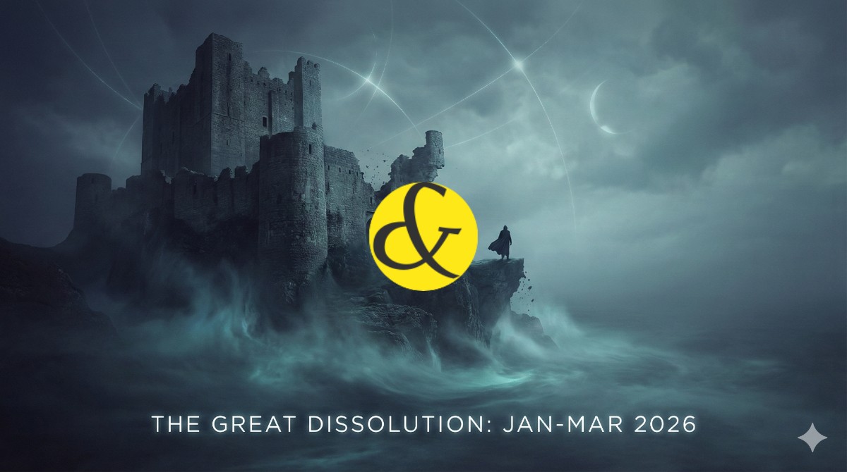 Saturn dissolving into Neptune's mist representing the astrological trends of early 2026.