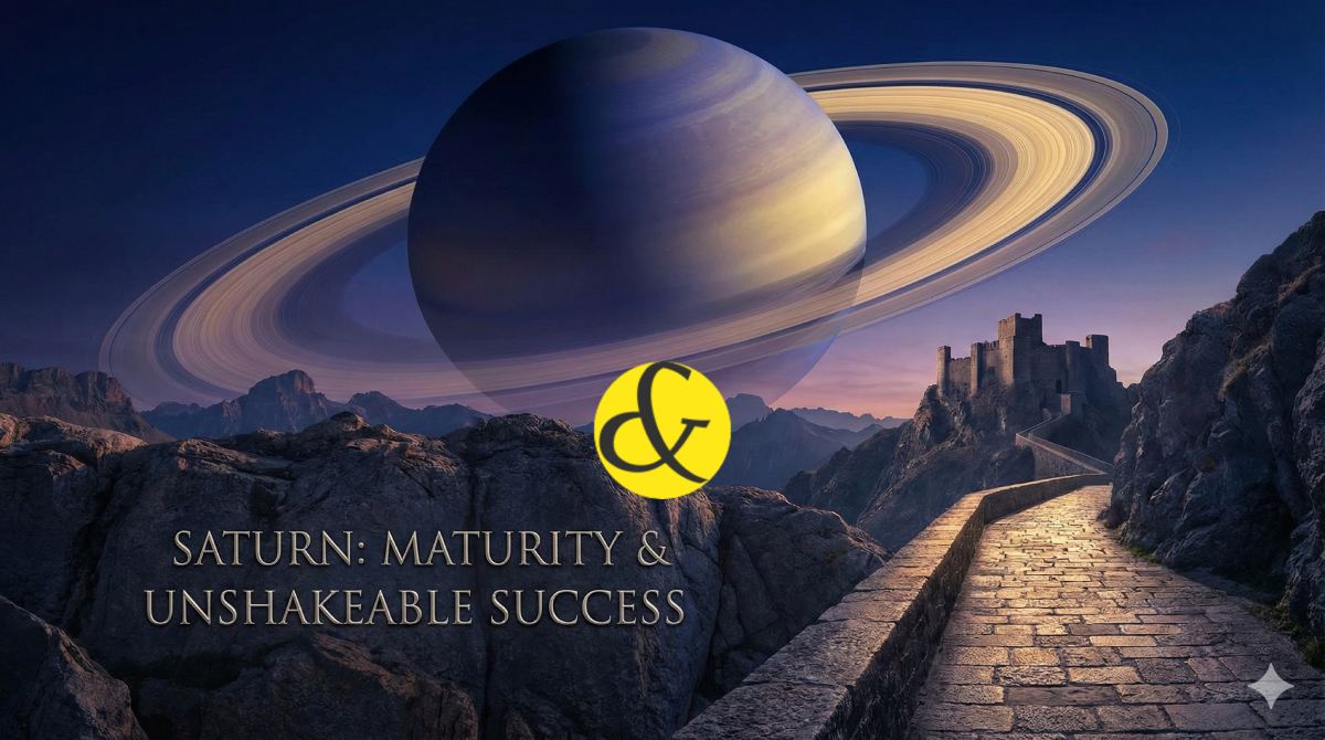 An artistic illustration of Planet Saturn (Shani) with its rings, symbolizing structure and time, alongside a glowing image of Lord Hanuman, representing the remedy for Saturn's challenges.