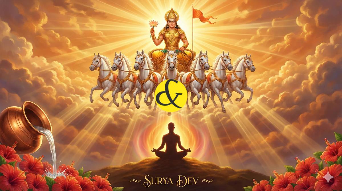 Surya Dev (Sun God) offering blessings for health and fame.