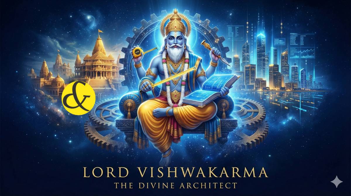 Lord Vishwakarma blessing tools and modern technology on Jayanti.