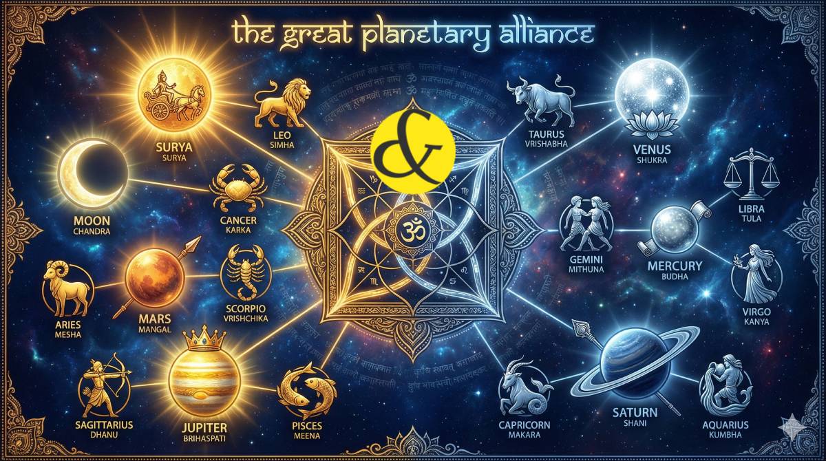 Chart showing Devta Gana vs Danav Gana planetary friendship in astrology.