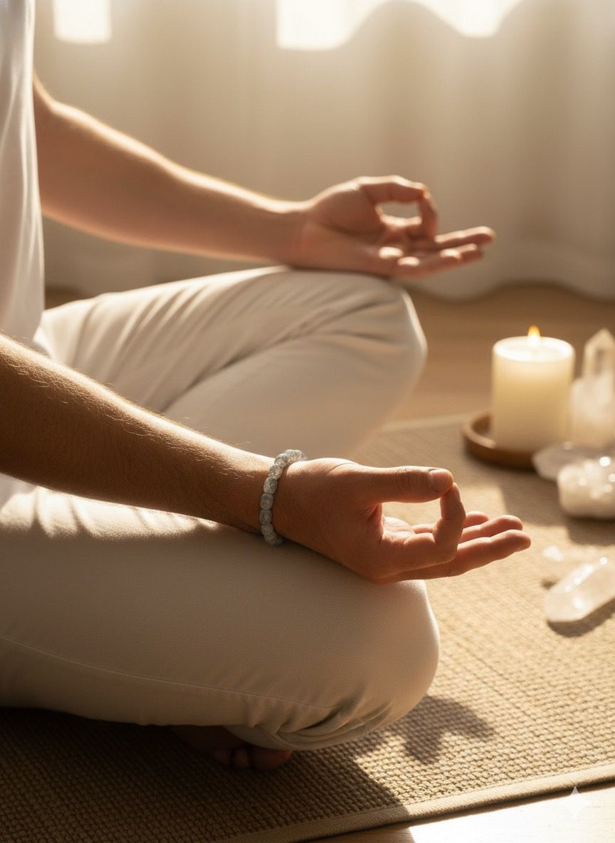 Blue Cracked Agate | Peaceful Communication & Stress Relief Bracelet - Gallery Image 2