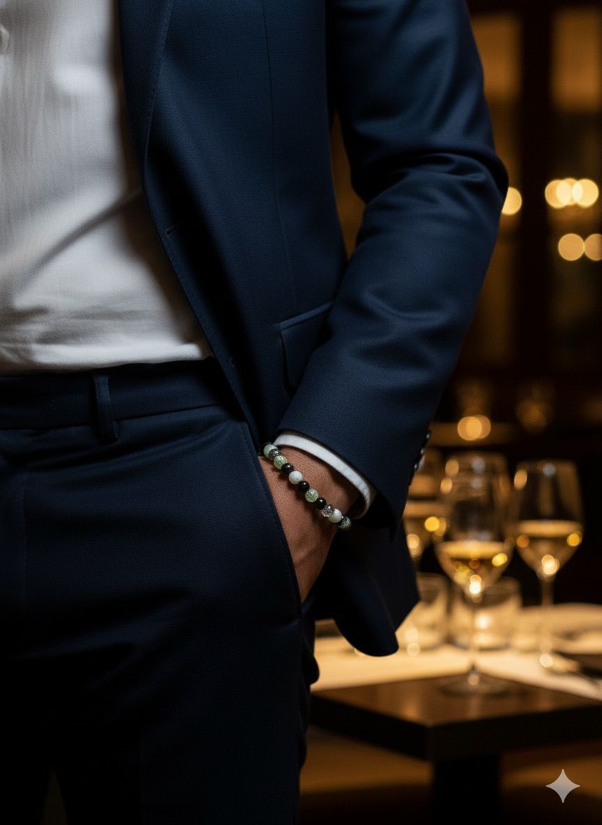 Prehnite & Black Agate | Deep Healing & Protection Bracelet - Gallery Image 2