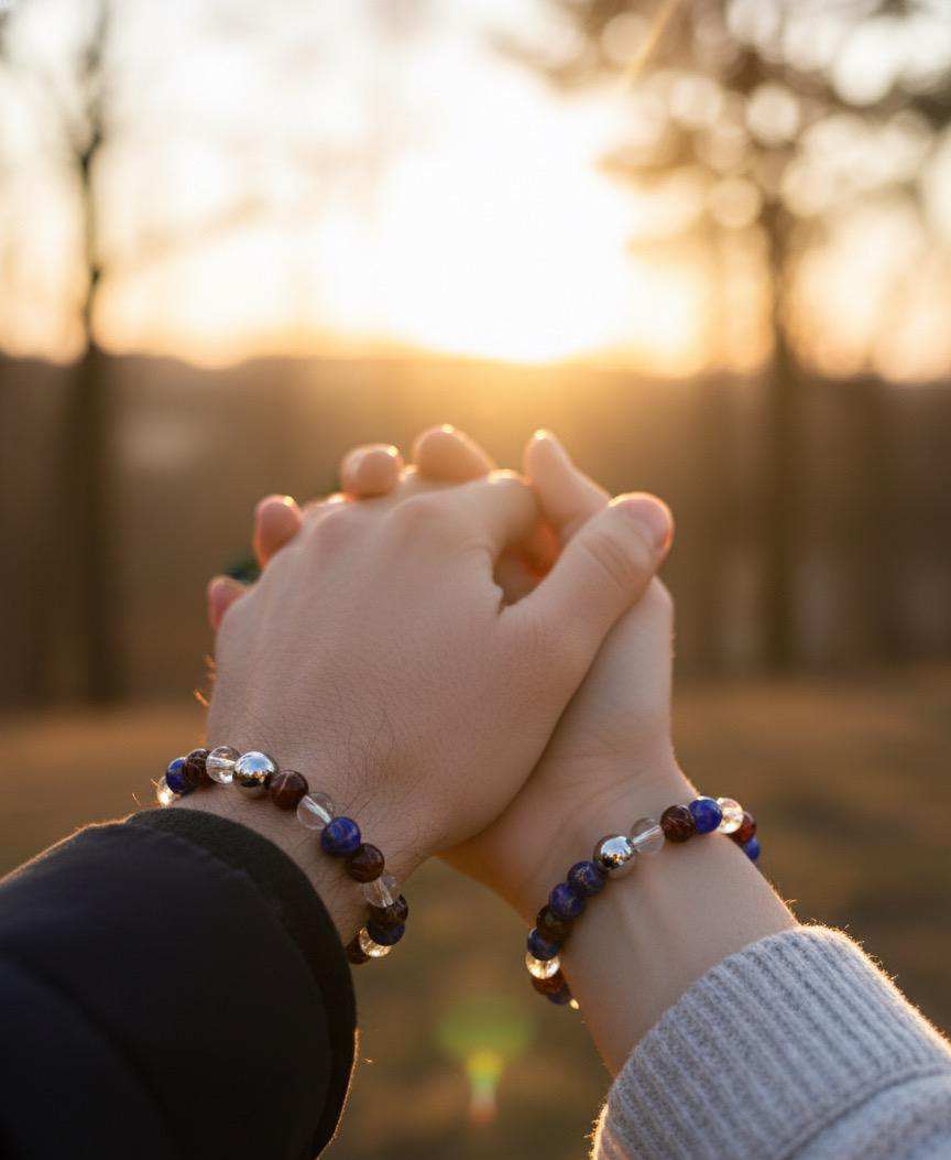 Lapis, Garnet & Quartz "Rajasi Shakti" Royal Wisdom & Power Bracelet - Gallery Image 2
