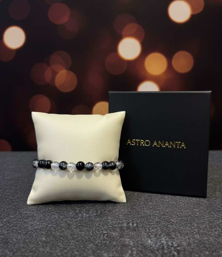 Black Tourmaline & Quartz "Raksha" Spiritual Protection Bracelet - Gallery Image 2