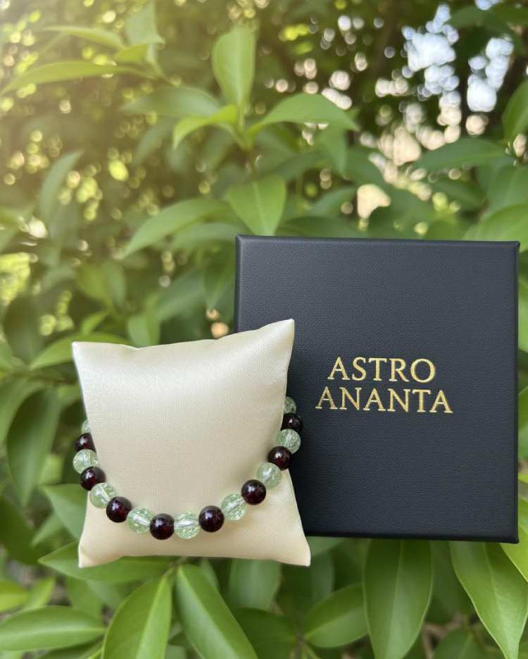 Garnet & Prehnite with Moonstone | Healing & Vitality Bracelet - Gallery Image 4