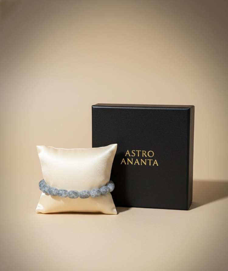 Blue Cracked Agate | Peaceful Communication & Stress Relief Bracelet - Gallery Image 4