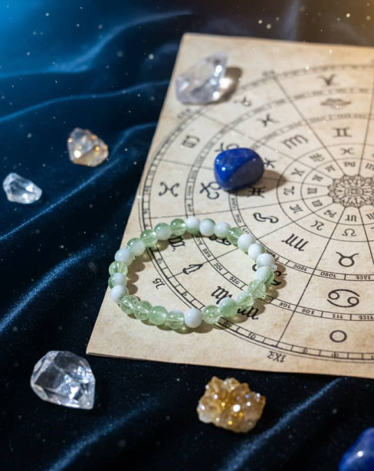 Green Cracked Agate & White Jade | Growth & Peace Bracelet