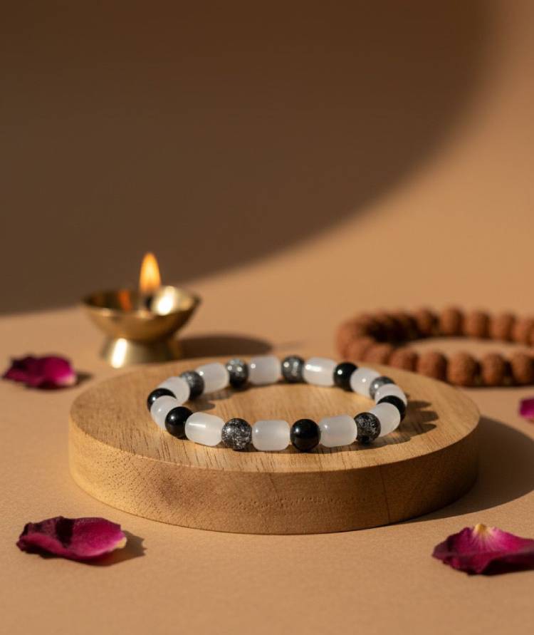White Jade & Black Agate | Protection & Balance Bracelet