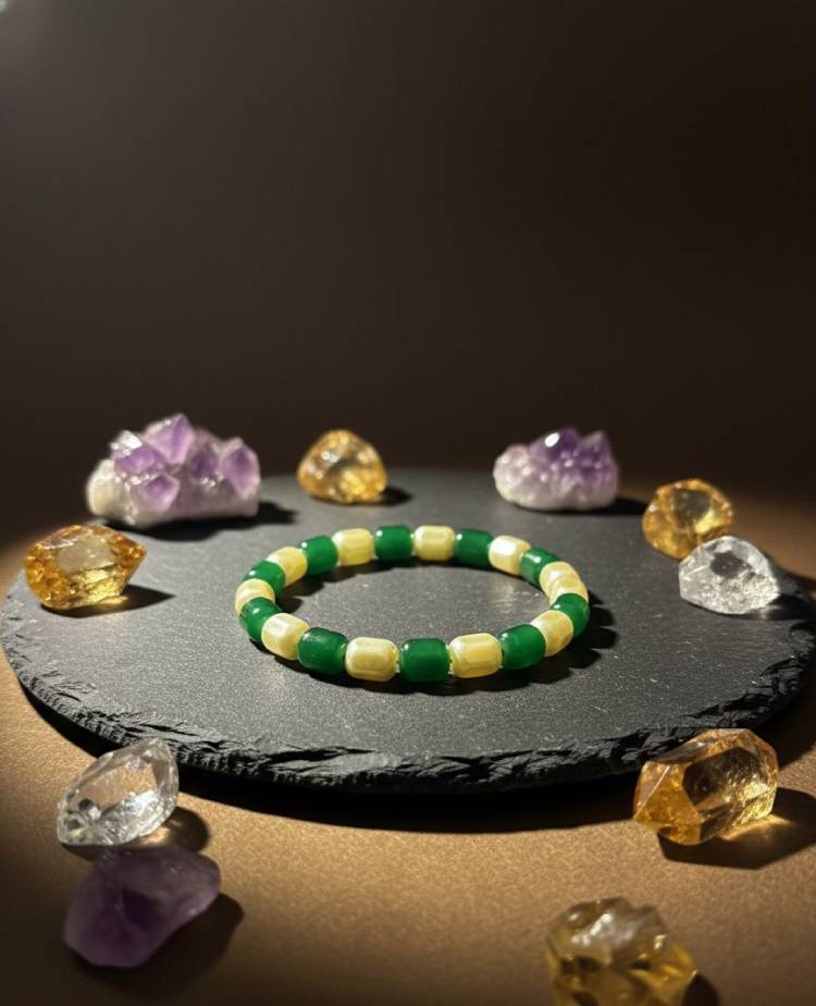 Green Jade & Yellow Agate | Prosperity, Luck & Joy Bracelet