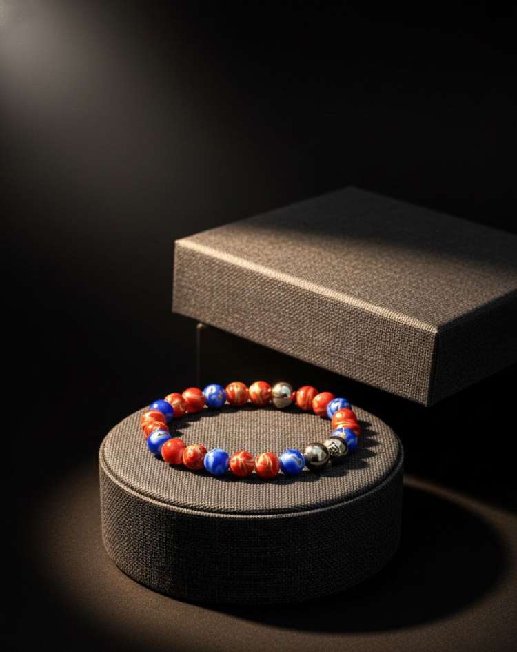 Sodalite & Red Jasper "Vivek" Balanced Action & Clarity Bracelet